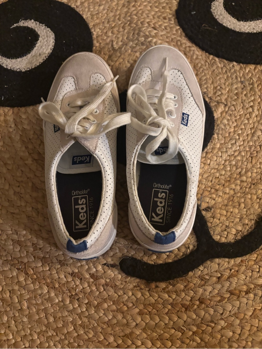 Keds .. Woman’s White Leather Lace-Up Sneakers
